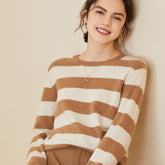 Stripe Women's  Long Sleeve Pullover Cashmere Sweater